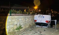 Kanala düşen otomobilin sürücüsü yaralandı