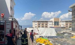 Okul inşaatında yakılan ateş ekipleri harekete geçirdi