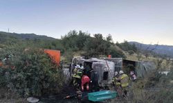 Kaza yaptıktan sonra alevlere teslim olan tırdaki 2 kişi öldü, taşınan anguslar otobana yayıldı