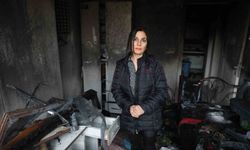 Depremde evi yıkılan ailenin yeni yuvası alev alev yandı