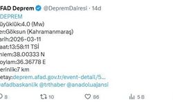 Kahramanmaraş'ta 4 büyüklüğünde deprem