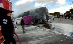 Yolcu otobüsünde çıkan yangın büyümeden söndürüldü