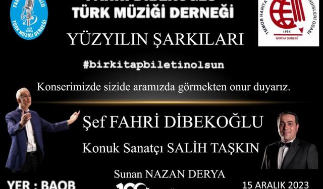 Bursa'da yüzyılın şarkıları kütüphane için söylenecek