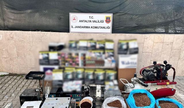 Korkuteli’nde kaçak tütün imalathanesine jandarma baskını