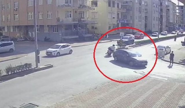 Kaza yapan motosikletliyi kaskı kurtardı