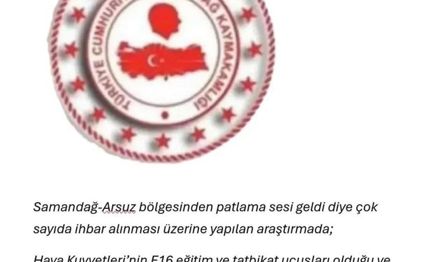 Samandağ Kaymakamlığından "sonik patlama" açıklaması