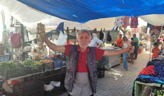 Şarkı söyleyerek ekmeğini kazanan pazarcı herkese neşe saçıyor