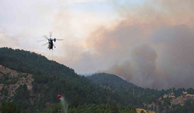 Kahramanmaraş’ta yangına havadan karadan müdahale sürüyor
