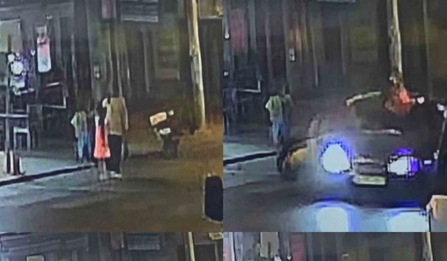 Anne ve kızına otomobilin çarptığı kaza kamerada