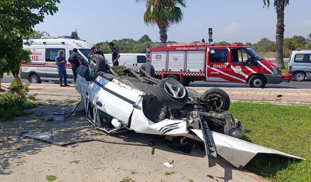 Takla atıp ters dönen Fiat Tofaş hurdaya döndü: 1 yaralı