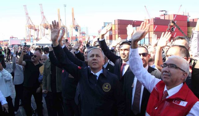 17. İyilik Gemisi, Bakan Yerlikaya’nın katıldığı törenle Gazze’ye uğurlandı