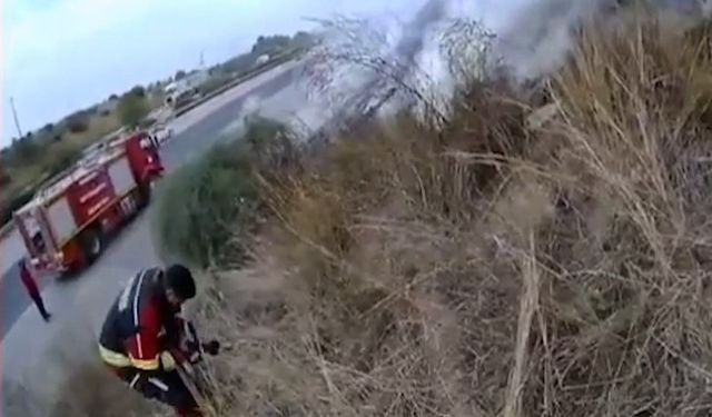 Adana-Mersin otoyolunda kontrolden çıkan otomobil alev aldı