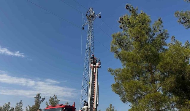 Mersin’de yüksek gerilim direğinde mahsur kalan işçi kurtarıldı