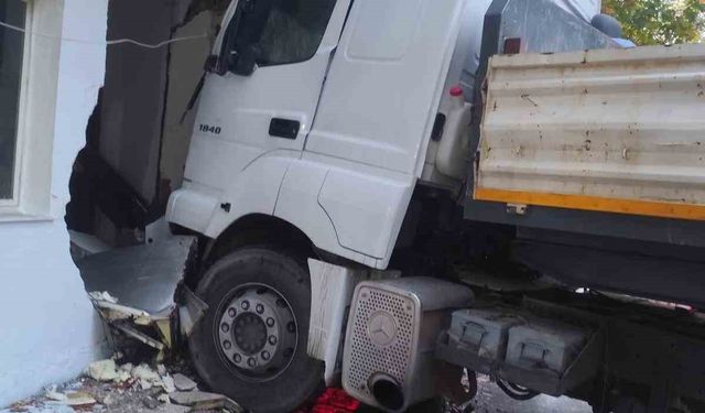 Freni boşalan tır, direk ve otomobile ardından fırına çarptı: 5 keçi telef oldu