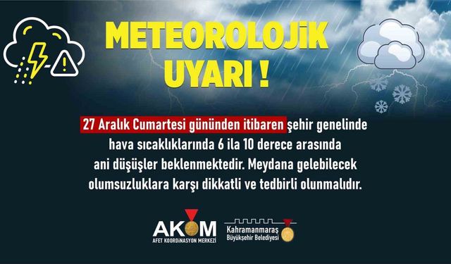 Kahramanmaraş'ta soğuk hava uyarısı