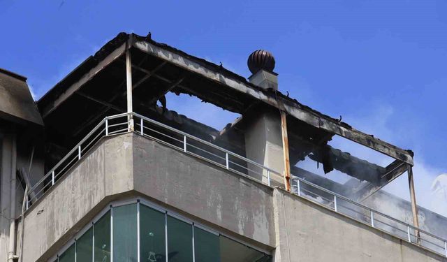Binanın teras katında çıkan yangında yaşlı bina sakinleri, kapıları çalan kuryelerin yardımıyla tahliye edildi