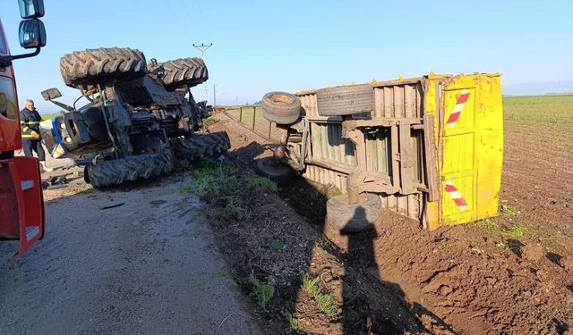 Reyhanlı'da devrilen traktörün sürücüsü yaralandı