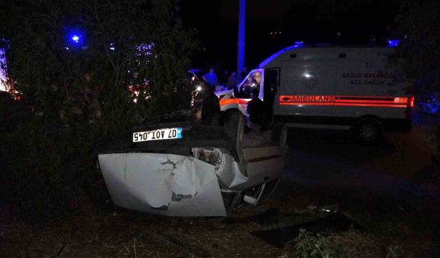 Pehlivanın kullandığı otomobil takla attı: 4 yaralı