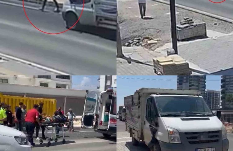 16 yaşındaki sürücünün kullandığı kamyonet yayaya çaptı: Kaza anı kamerada