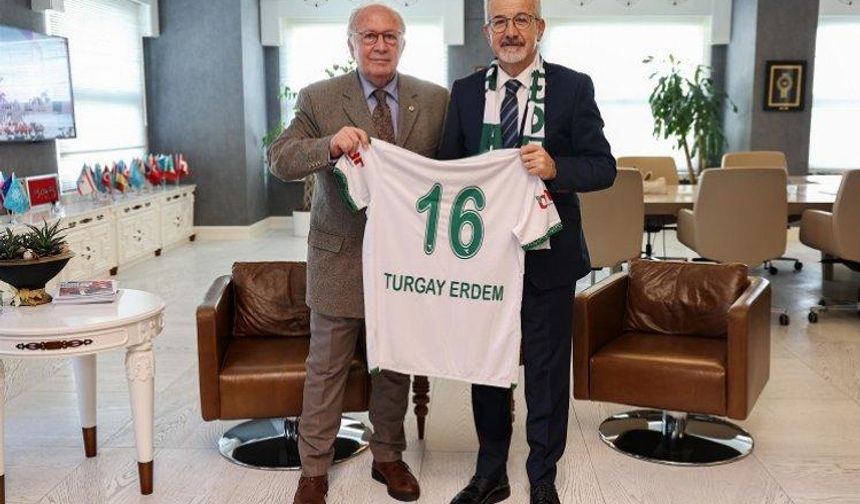 Bursaspor Başkanı Sinan Bür, Turgay Erdem'i ziyaret etti