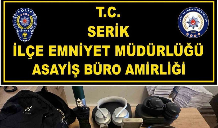 Villadan hırsızlık yapan şüpheli, çalıntı eşyalarla birlikte Alanya’da yakalandı