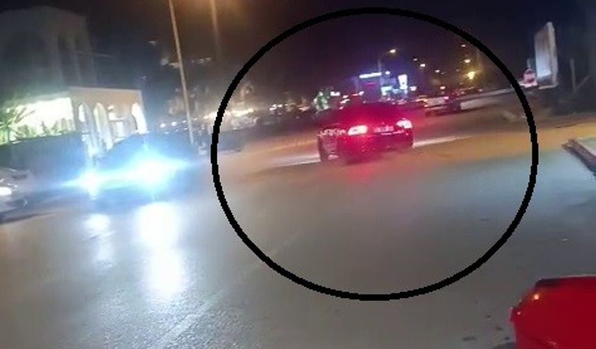 Drift atarken kameraya yakalanan sürücü dereye uçtu