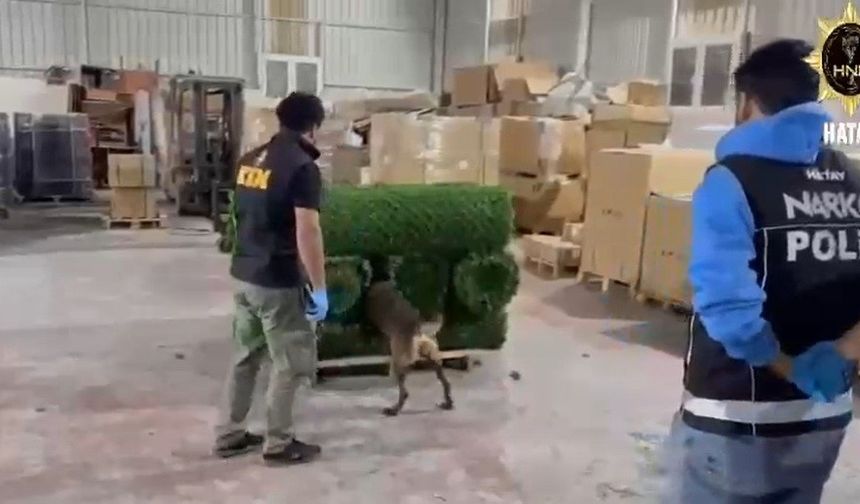 Binlerce uyuşturucu hapı yapay çimin içerisine sakladılar