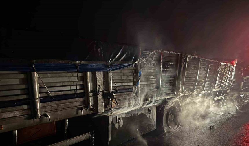 Osmaniye’de mısır yüklü tır alev alev yandı