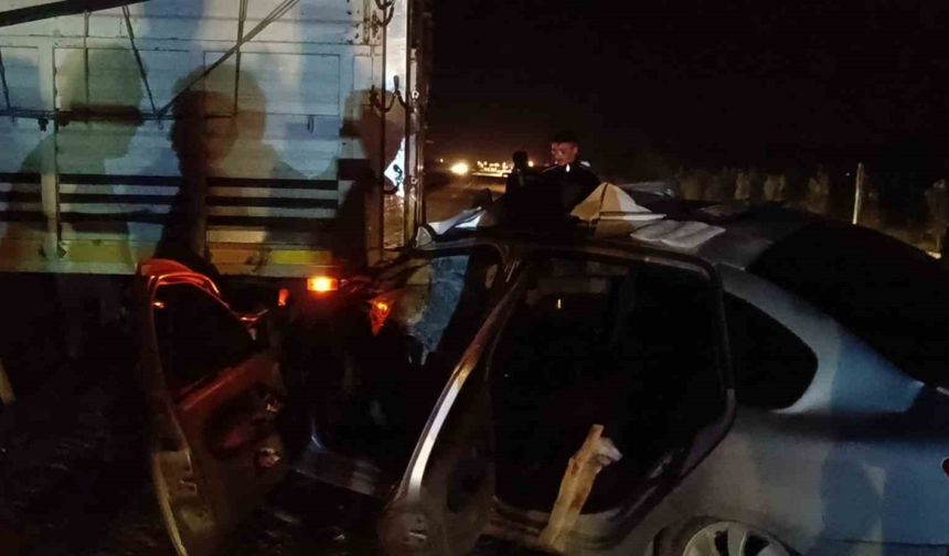 Otomobil kamyona çarptı: 2 yaralı