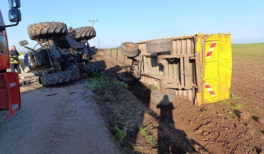 Reyhanlı'da devrilen traktörün sürücüsü yaralandı