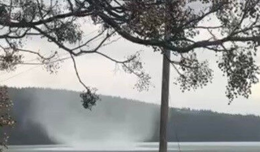 Sumbas'ta baraj üzerinde oluşan hortum kameraya yansıdı