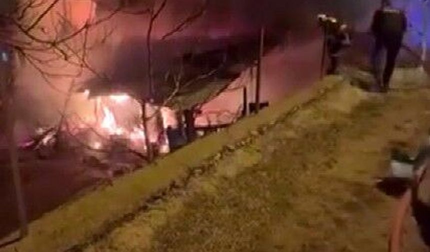 Tufanbeyli'de çıkan yangında ev ve ahır küle döndü