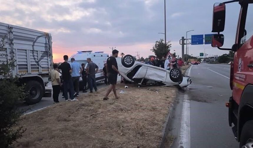 Dörtyol'da takla atan otomobilin sürücüsü yaralandı