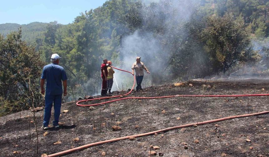 Kumluca'da makilik alanda çıkan yangın, evlere ve ormanlık alana sıçramadan söndürüldü