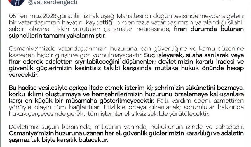 Osmaniye'de düğün salonundaki cinayette firari şüpheliler de yakalandı