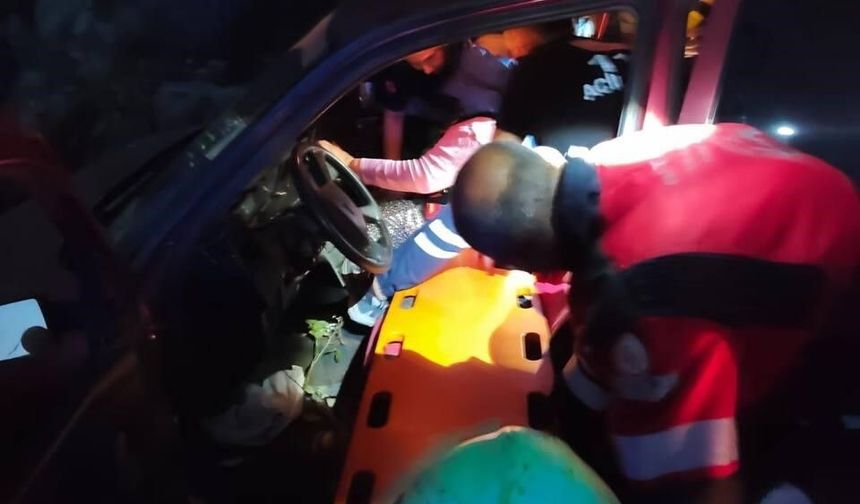 Kontrolden çıkan otomobil ormanlık alana uçtu: 4 yaralı